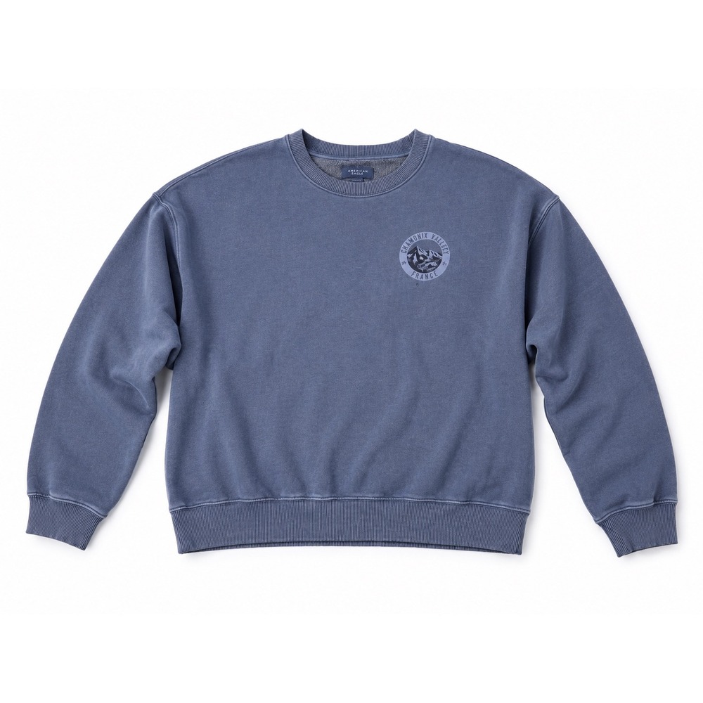 American Eagle Chamonix Valley France Graphic Sweatshirt Blue Mens‎ Large NEW